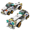 Colorful Building Blocks Car Models With Golden Wheels And Bat Wings Design