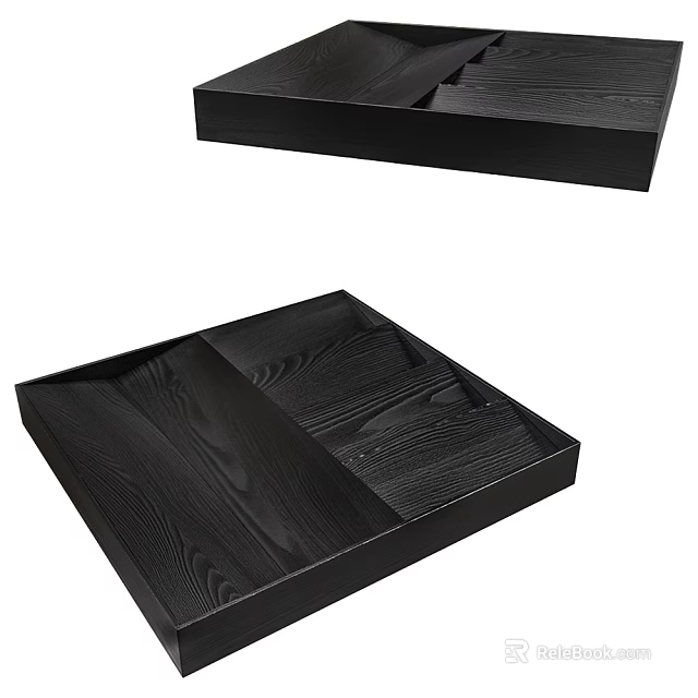 Elegant Decorative Ornament Set with Black Wooden Compartmentalized Trays for Home 3d model 