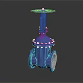 Industrial Blue Cast Iron Gate Valve With Flanged Ends And Wheel Handle