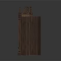 Antique Wooden Screen Furniture With Carved Spires Lattice Windows And Decorative Books