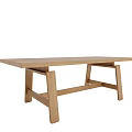 Minimalist Oak Wood Dining Table With Simple Design And Unique Leg Structure 3d model