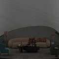 Elegant Modern Luxury Hotel Lobby With Unique Curved Sofa And Cozy Leisure Seating Arrangements