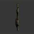 Detailed Ancient Sculpture of Man Supporting Large Standing Boar Figure