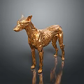 Golden Dog Sculpture With Shiny Metallic Surface And Artistic Standing Design