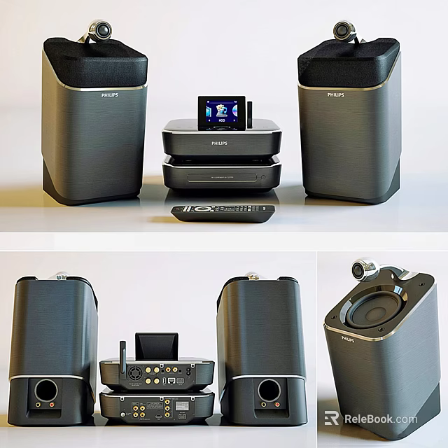 Philips Modern Home Audio System With Multiple Speakers And Display Screen 3d model