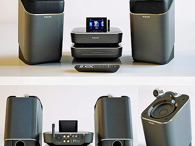 Philips Modern Home Audio System With Multiple Speakers And Display Screen 3d model