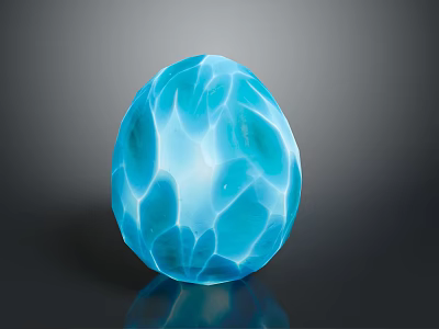 Blue Egg Shaped Translucent Decorative Lamp With Textured Surface And Glowing Effect 3d model