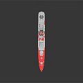 Highly Detailed Gray Military Warship Model Showcasing Red Deck Superstructure And Radar Antennas