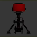 Mechanical Weapon With Red Top Component And Tripod Stand Base Structure