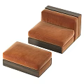 Modern Brown Velvet Sectional Sofa With Modular Design And Wooden Base