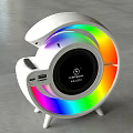 Rainbow Colored Speaker With Digital Display And Control Buttons