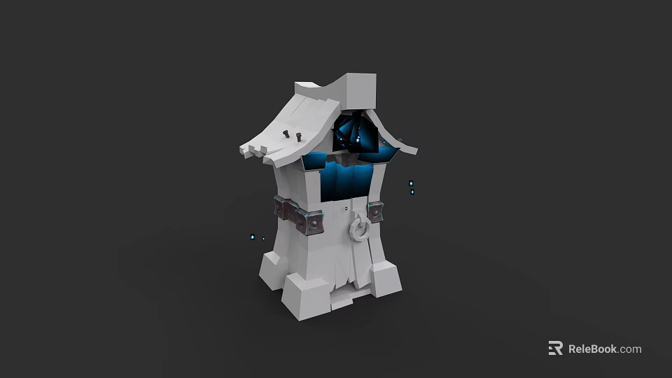 Modern White Toilet With Blue Accents And Architectural Design Elements 3d model 