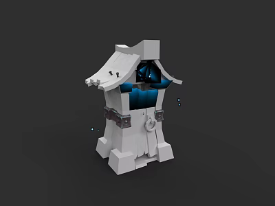 Modern White Toilet With Blue Accents And Architectural Design Elements 3d model