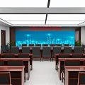 Modern Conference Room Interior Design With Large LED Screen Meeting Tables And Chairs
