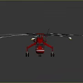 Red Helicopter Design Featuring Multiple Black White Rotor Blades And Detailed Structure 3d model