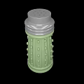 Light Green Spice Bottle with Raised Dot Decorations and Silver Lid for Modern Kitchen Use