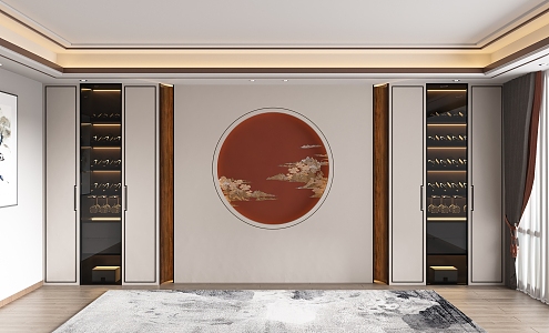 New Chinese style living room background wall ornaments 3d model