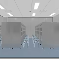 School Science Laboratory Interior With Workstations Chairs Storage Cabinets And Shelving Units 3d model
