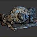 Sci Fi Armored Warrior Character Holding Futuristic Weapon as Living Creature