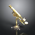 Vintage Brass Microscope With Adjustable Stand Round Base And Focus Knob