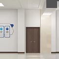 Contemporary Lounge Area Interior With White Walls Wooden Doors And Blue Info Panels
