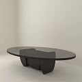 Modern Round Coffee Table With Glass Top And Black Geometric Base 3d model