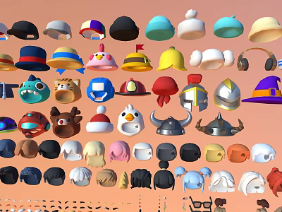 Assorted Hats Collection Featuring Multiple Styles Designs And Colors For All 3d model