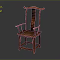 Traditional Wooden Leisure Chair With Curved Backrest And Armrests In Dark Brown