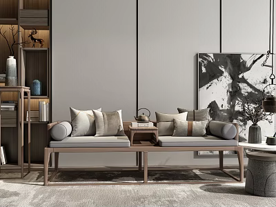 New Chinese-style Lohan Bed Lohan Bed Sofa Set 3d model