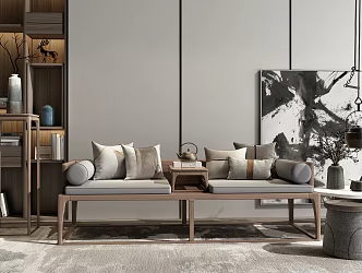 New Chinese-style Lohan Bed Lohan Bed Sofa Set 3d model