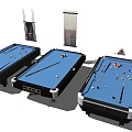 Professional Billiard Sports Equipment Featuring Multiple Tables Cues Balls And Racks