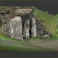 Ancient Stone Structure Scene With Green Grass Mossy Walls And Standing Stones