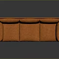 Modern Orange Three-Seater Sofa With Fabric Upholstery And Smooth Floor Reflection