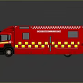 Red Incident Command Unit Vehicle With Yellow Red Checkered Pattern And Cross Symbol 3d model