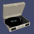 White Suitcase Style Portable Turntable With Vinyl Record And Audio Player