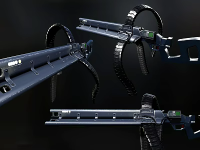 Modern Military Machine Gun with Ammunition Belt and Tactical Mechanical Parts Design 3d model