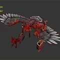 Game Movie Character Eagle With Spread Wings Jackal Companion Golden Ornaments Blue Red Accents
