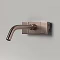Sleek Wall Mounted Brushed Bronze Faucet With Modern Design On Gray Wall