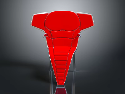 Stylish Modern Red Chair With Eye Catching Sculptural Design And Transparent Legs 3d model