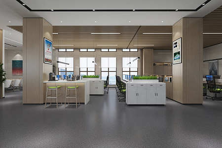 modern public office area office space 3d model