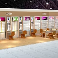 Hairdressing Beauty Exhibition Booth Interior With Display Cabinets Products And Consultation Seating Area