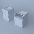 Modern White Computer Workstations With Built in Screens Keyboard And Storage Cabinets 3d model
