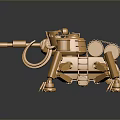 Golden Sci Fi Mechanical Game Movie Character With Multiple Arms And Leg Structure