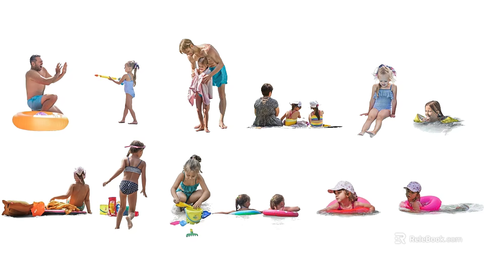 People Enjoying Summer Water Fun And Activities 3d model 