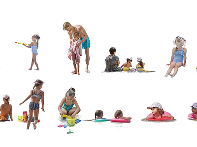 People Enjoying Summer Water Fun And Activities 3d model