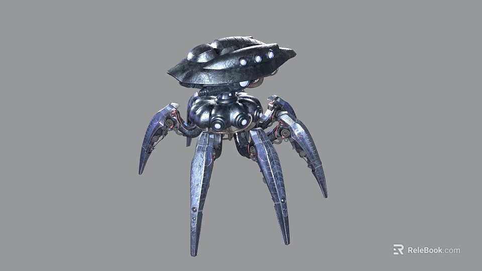 Smart Machine With Mechanical Spider Design And Multiple Metallic Legs 3d model