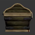 Wooden Treasure Chest With Metal Lock And Red Liquid Decorative Accents
