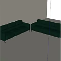 Green Leather Irregular Shaped Sofa Set In Modern Living Room Interior 3d model