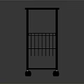 Modern Metal Serving Cart With Black Top And Storage Basket