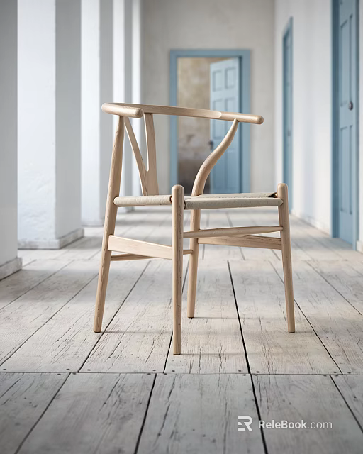 Modern Nordic Armchair With Wooden Frame Curved Armrests And Light Upholstery Design 3d model 